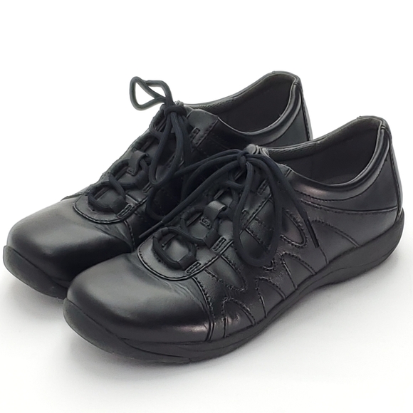 DANSKO Women's Neena Black Leather Anti-Slip Lace Up Sneakers Size 39 / US 8.5-9 - Picture 1 of 13